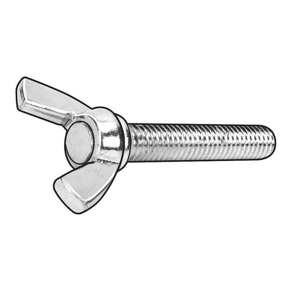 Thumb Screw, 3/8"-16 Thread Size, Wing, Zinc Plated Iron, 0.79 in Head Ht, 3/4 in Lg