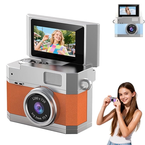 Thumb-Sized Flip Screen Mini Camera, 1080P Retro CCD Digital Camera with 180° Flip, Beauty Filters & Fill Light, for Travel Vlog Students Beginners