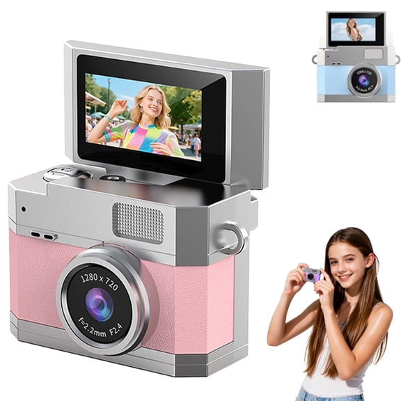 Thumb-Sized Flip Screen Mini Camera, 1080P Retro CCD Digital Camera with 180° Flip, Beauty Filters & Fill Light, for Travel Vlog Students Beginners
