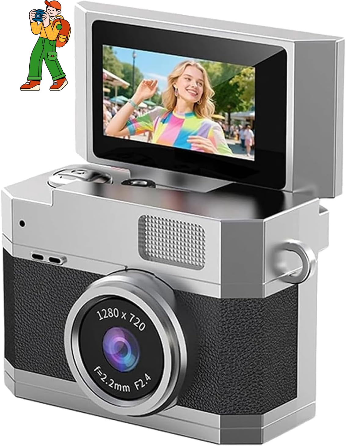 Thumb-Sized Flip Screen Mini Camera - Digital Retro CCD High-Definition ...