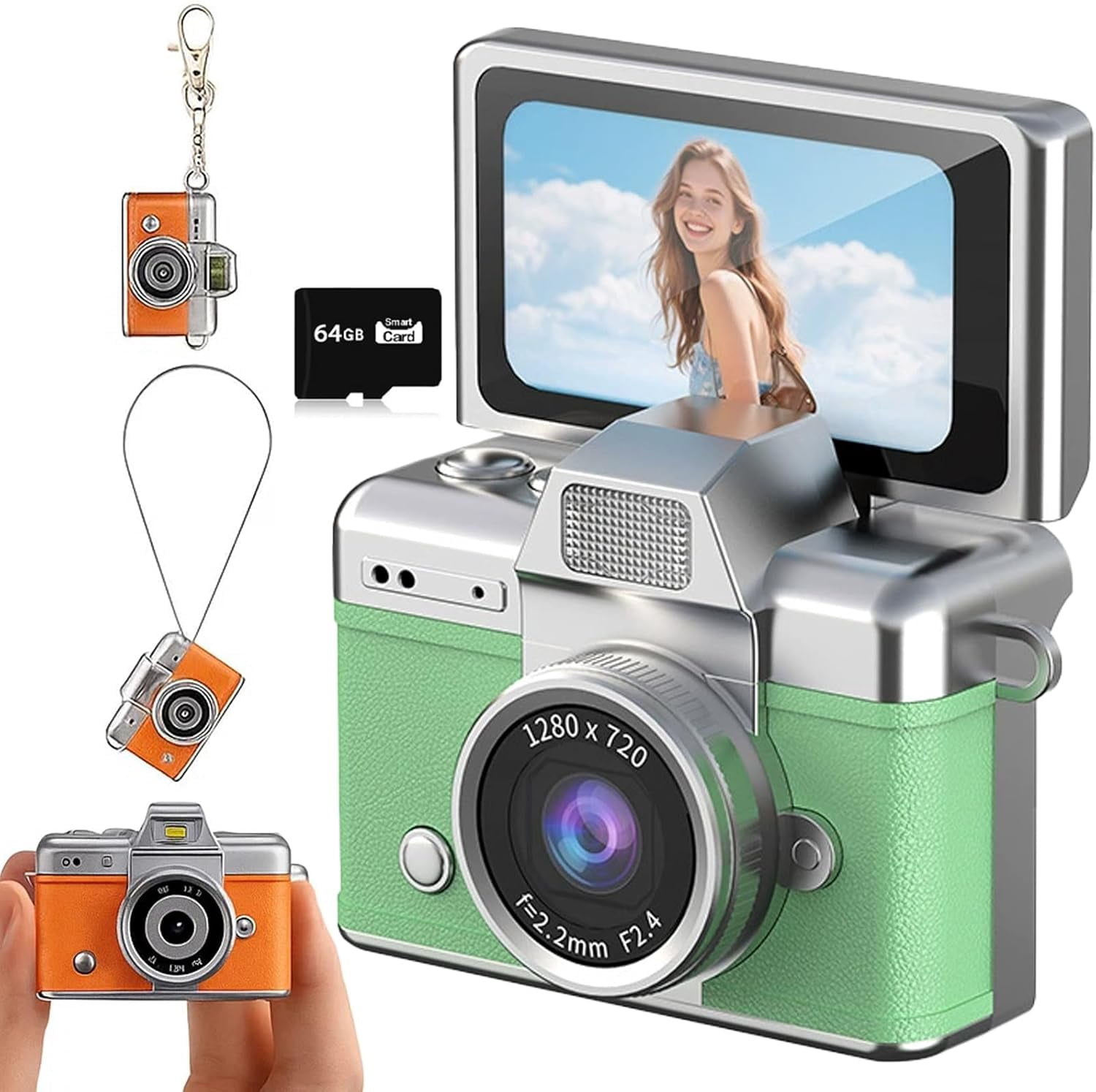 Thumb-Sized Flip Screen Mini Camera - Digital Retro CCD High-Definition ...