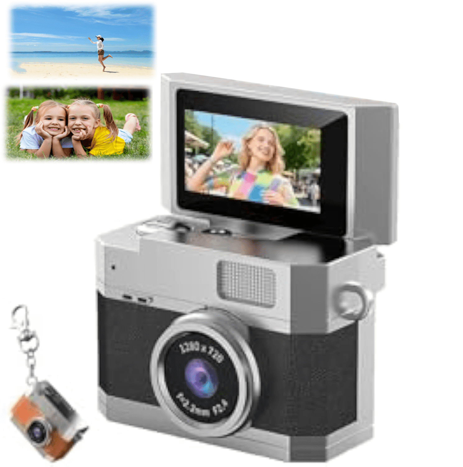 Thumb-Sized Flip Screen Mini Camera - Digital Retro CCD High-Definition ...
