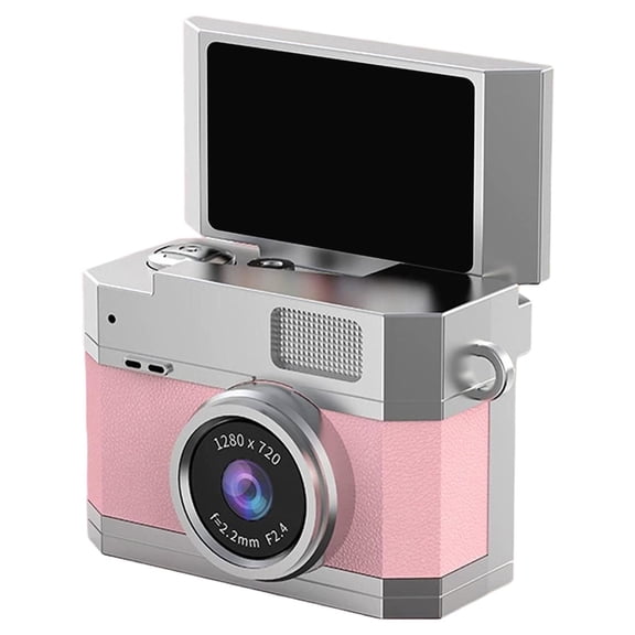 Thumb-Sized Flip Screen Mini Camera - Portable Small Camera for Students and Campuses, Mini Keychain Digital Camera for Travel Party, Pink