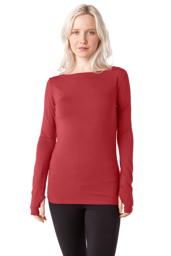 Thumbhole Boat Neck Top