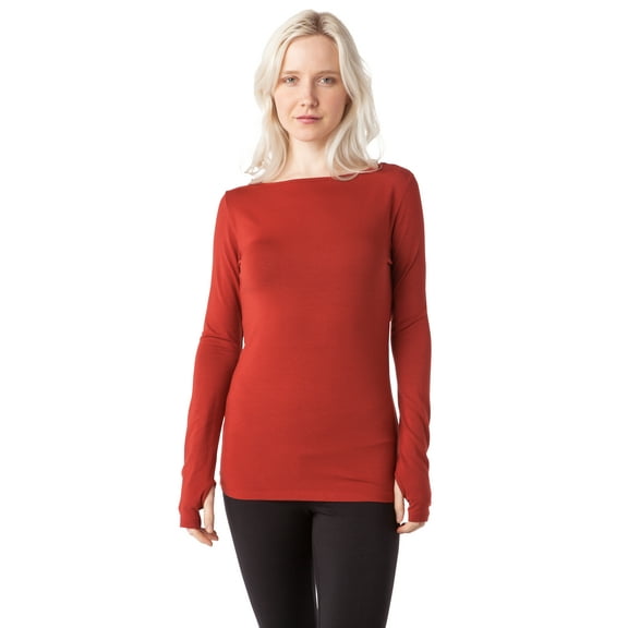 Thumbhole Boat Neck Top