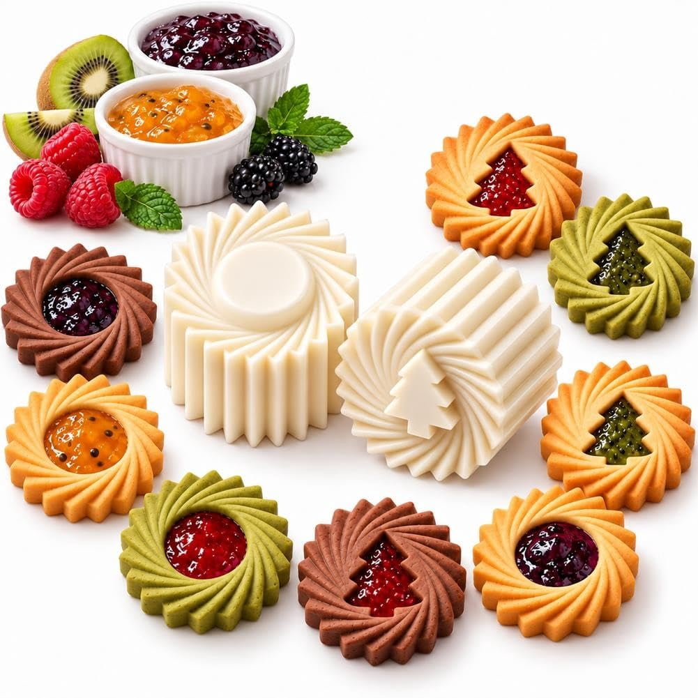 Thumbprint Cookie Press, Double Ended Pastry Mold, 2 in 1 Easy-Release ...