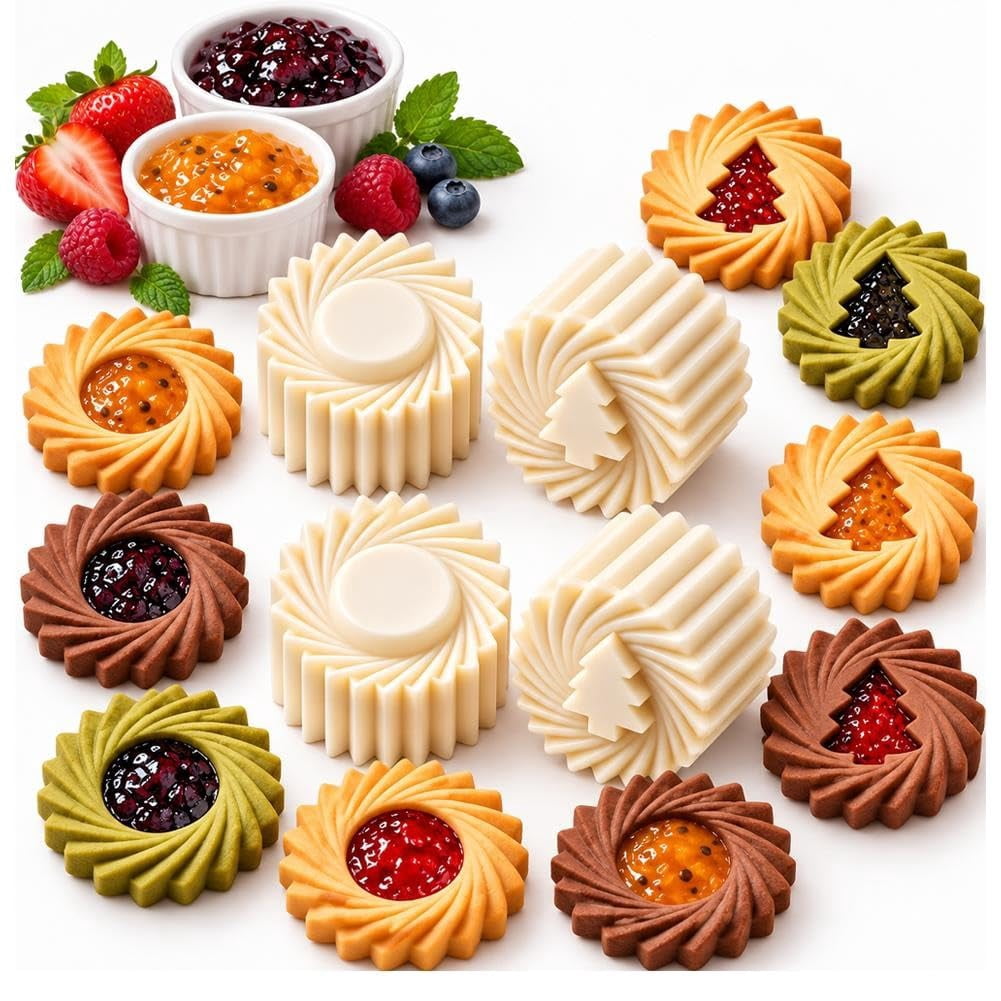 Thumbprint Cookie Press, Double Ended Pastry Mold, 2 in 1 Easy-Release ...