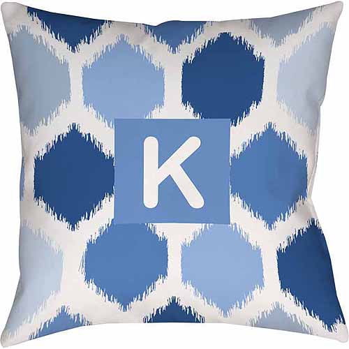 Thumbprintz Batik Monogram Decorative Pillow, Blue 