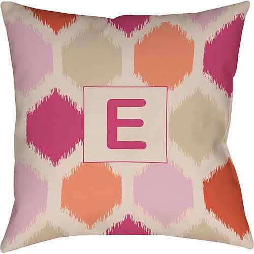 Thumbprintz Batik Monogram Decorative Pillow, Pink