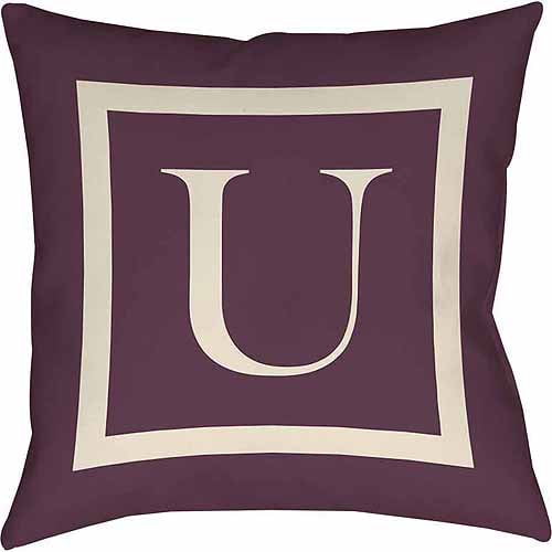 Thumbprintz Classic Block Monogram Decorative Pillow, Eggplant
