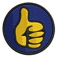 thumbnail image 1 of Thumbs Up Down Applique Multi-Color Embroidered Iron-On Patch - 2.0 Inch Mini, 1 of 5