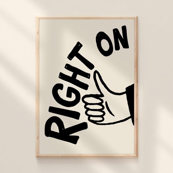 Thumbs Up Wall Art Print Office Sign Cool Witty Home Decor Workplace Poster Fun Playful Text