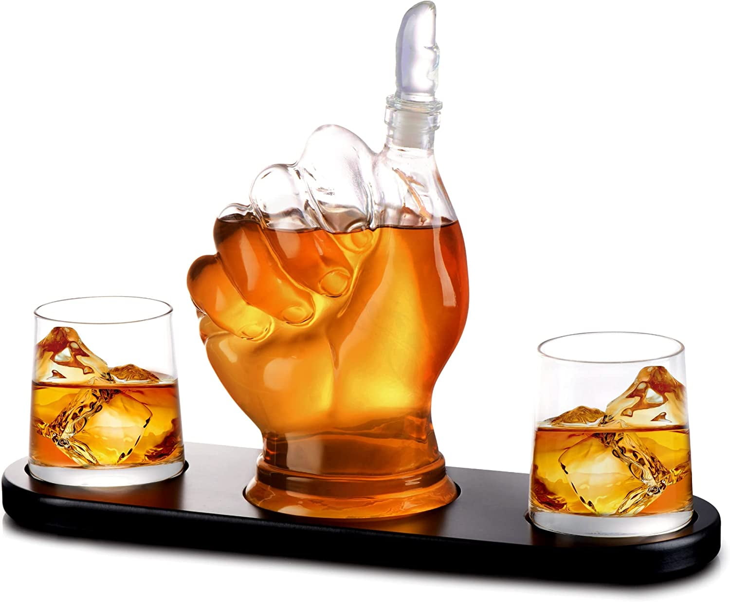 AK47 Whiskey Decanter Set With 4 Bullet Glasses & Chilling Stones - Wooden Mahogany Tray, Gift Box