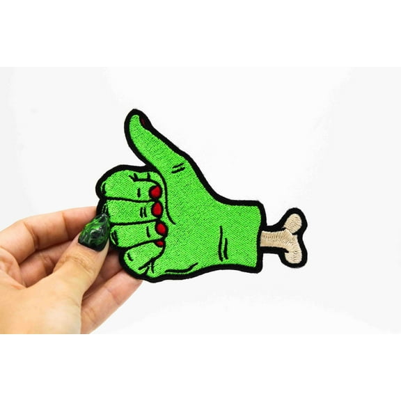 Thumbs Up Zombie Hand Embroidered Iron On Patch