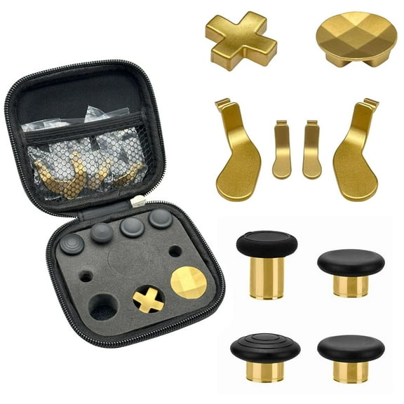 Thumbsticks for Xbox One Elite Series 2-10 in 1 Plating Accessories Kits Parts Including 4 Swap Joysticks, 4 Paddles, 2 D-Pads for Elite Series 2 Core Controller (Gold)