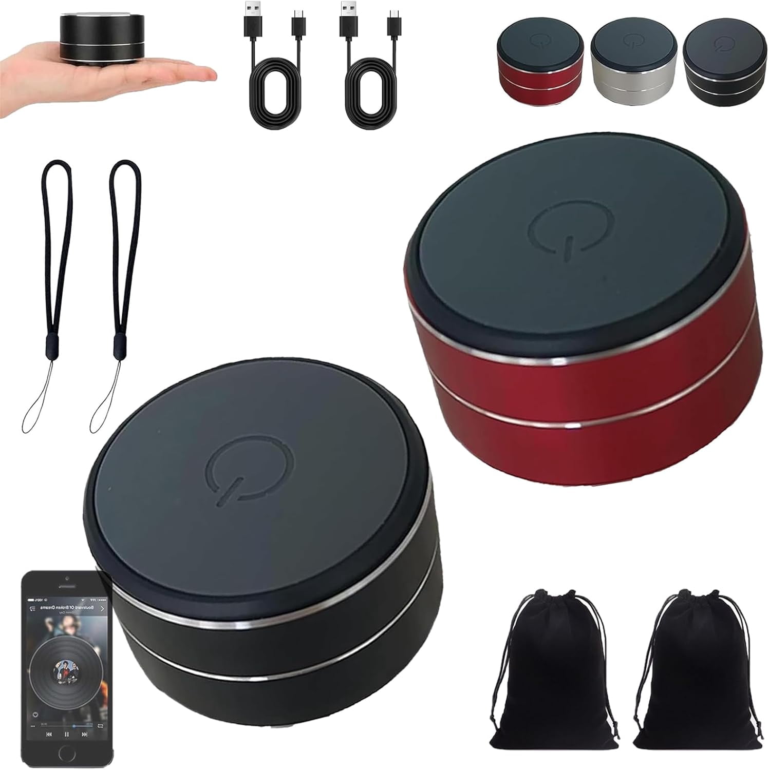 Enceinte Portable Stickatune à Conduction Osseuse - Mini Haut-parleur Avec Ventouse - Bluetooth 5.3 - Pour Salle De Bain, Voiture, Extérieur - Couleur Argent