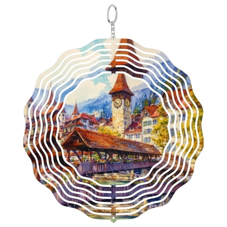 Thun Castle Town 3D Wind Spinner Switzerland Historic Decor
