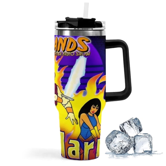 Thundarr the Barbarian-theme Insulated Stainless Steel Tumbler with Handle Gifts For Family Friends Fans and Straw Fits in Standard Cup Holder 40 OZ