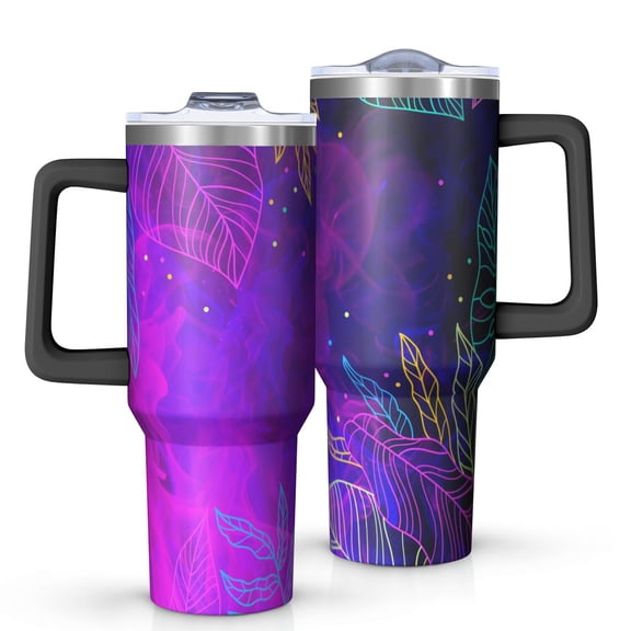 Thunder 40oz Tumbler with Handle and Straw, Large Capacity Travel Cup for Hot & Cold Drinks, Double Walled Vacuum Insulated Cup, Lover, Birthday, Lightening