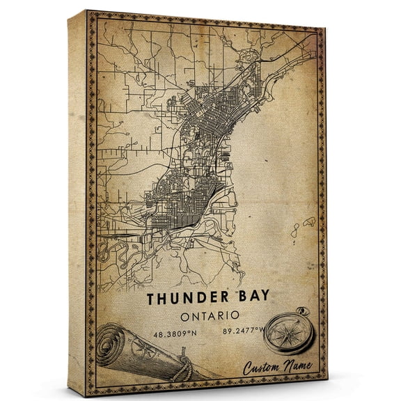 Thunder Bay Map Poster, Ontario Map Art Poster, Canvas, Thunder Bay Map City vintage Poster, Street Map Artwork Poster, Thunder Bay Map Canvas - 89AZ238