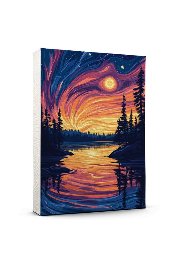 Thunder Bay Travel Canvas Art Print, Ontario Wall Canvas Starry Night, Thunder Bay Canvas Painting decorOntario Travel Picture -97AZ1364