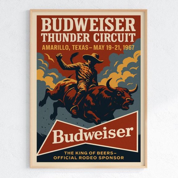 Thunder Circuit Vintage Rodeo Amarillo Texas 1967 Poster