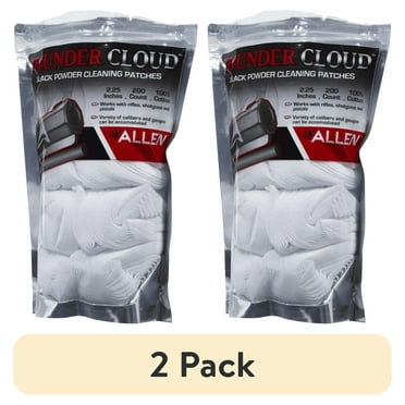 (2 pack) Thunder Cloud 2.25" Round Cotton Black Powder Rifle Cleaning Patches, 200 Ct, White, 87125A, .50 BMG