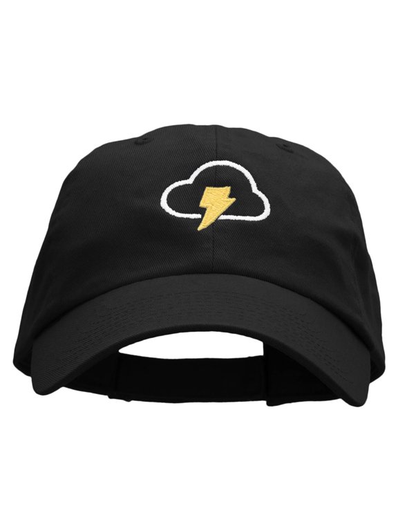 Thunder Cloud Embroidered Low Profile Dyed Cotton Twill Cap - Black OSFM