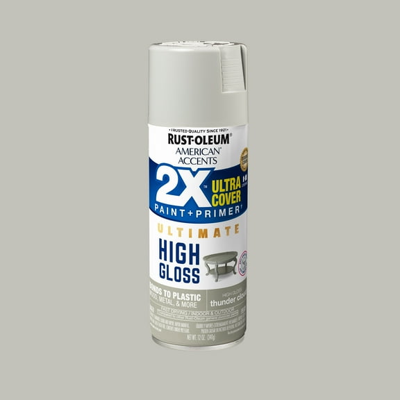 Thunder Cloud, Rust-Oleum American Accents 2X Ultra Cover High Gloss Spray Paint-344687, 12 oz