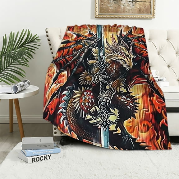 Thunder - Gift Dragon Fantasy Throw Woven from Cotton - USA