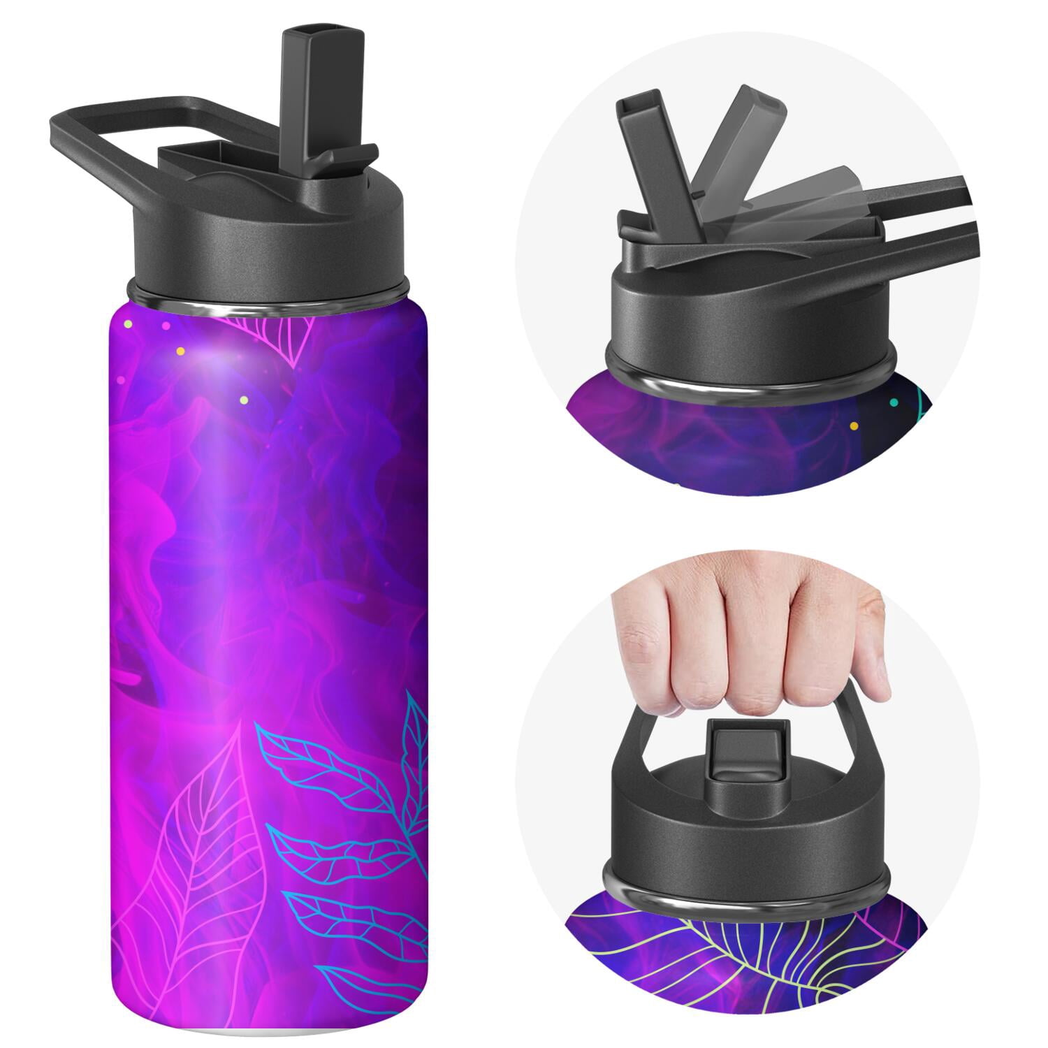 Thunder Insulated Stainless Steel Water Bottle with Straw & Cleaning Brush – 18 Oz | Leakproof, BPA-Free, 304 Stainless Steel, Wide Mouth, Travel Mug for Car, Gym, Office