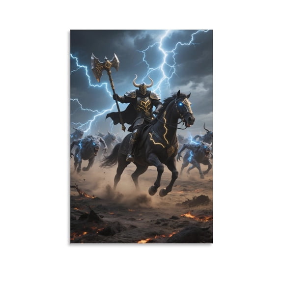 Thunder Knight Fantasy Wall Art Canvas Wall Art Prints Poster Gifts Photo Picture Painting Posters Room Decor Home Decorative 08x12inch(20x30cm)