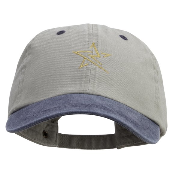 Thunder Star Logo Embroidered Pigment Dyed Wash Caps - Beige Navy OSFM