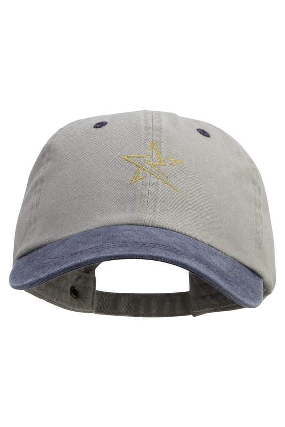 Thunder Star Logo Embroidered Pigment Dyed Wash Caps - Beige Navy OSFM