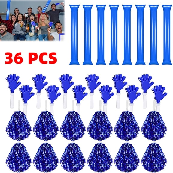 Thunder Sticks Pom Poms Cheer Hand Clappers Party Favors , Blue 36 Pcs Team Spirit Accessories