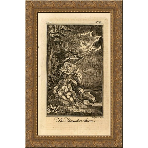 Thunder Storm 19x24 Gold Ornate Wood Framed Canvas Art by Revere, Paul