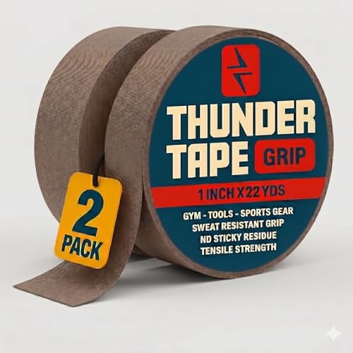 Thunder Tape Grip Wrap 2 Roll Pack (FDE Flat Dark Earth Brown) Multi-Purpose Wrap for Grips, Sports, Outdoors, and Tools 1 x 66Ft Non-Reflective
