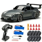 Thunderbolt 1:24 RC Drift Car, 4WD and 2.4GHz Remote, LED Lights, 2 Tire Sets, Road Track Custom Kits