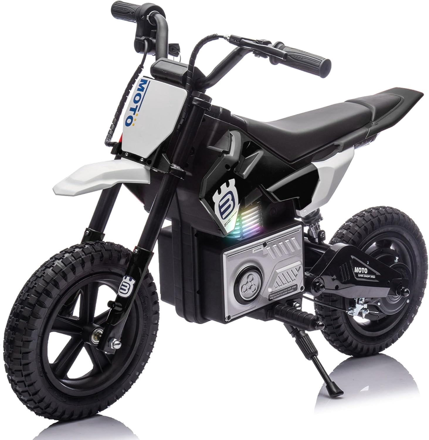 ThunderBolt 24V Electric Dirt Bike Ride-On Motorcycle for Kids 5-15, 200W Motor, 3-9MPH Adjustable Speed, LED Lights, Shock Absorber,Bluetooth