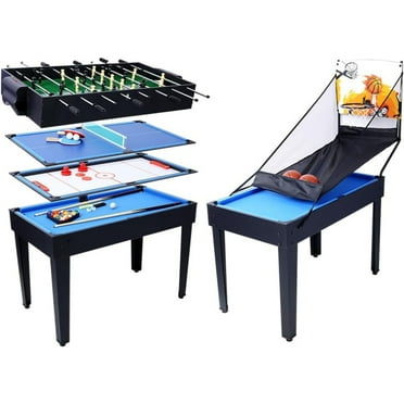 ThunderBolt 5-in-1 Game Table Set - Billiards, Air Hockey, Foosball, Table Tennis & Basketball - Space-Saving Entertainment for Family Game Night - Indoor/Outdoor Use