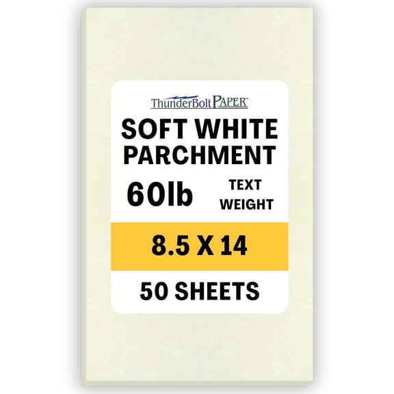 ThunderBolt Paper 60 lb White Parchment Paper Stationery, 8.5 x 14 Inches, 50 Sheets