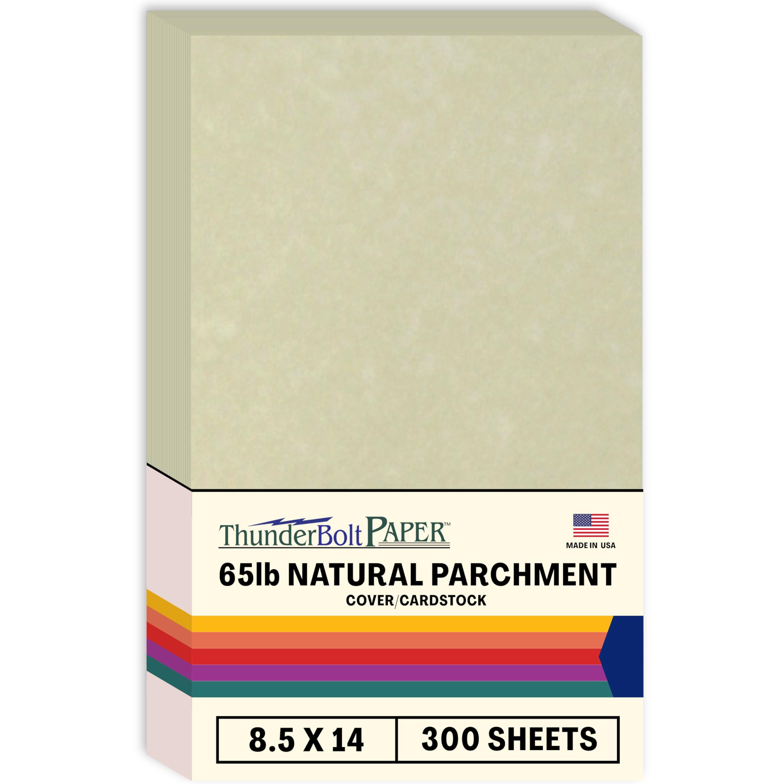 ThunderBolt Paper 65 lb Natural Parchment Cardstock, 8.5 x 14 Inches ...