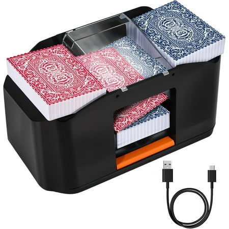 ThunderBolt Professional Automatic Card Shuffler - Rechargeable Electric 2-Deck Dealer with Quiet Operation for Poker, Blackjack & Card Games
