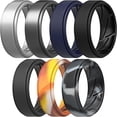 thumbnail image 1 of ThunderFit Men's Silicone Wedding Rings 10mm Wide 2.5mm Thick Rubber Bands, Breathable, Variety Multipack 1-7, 1 of 7