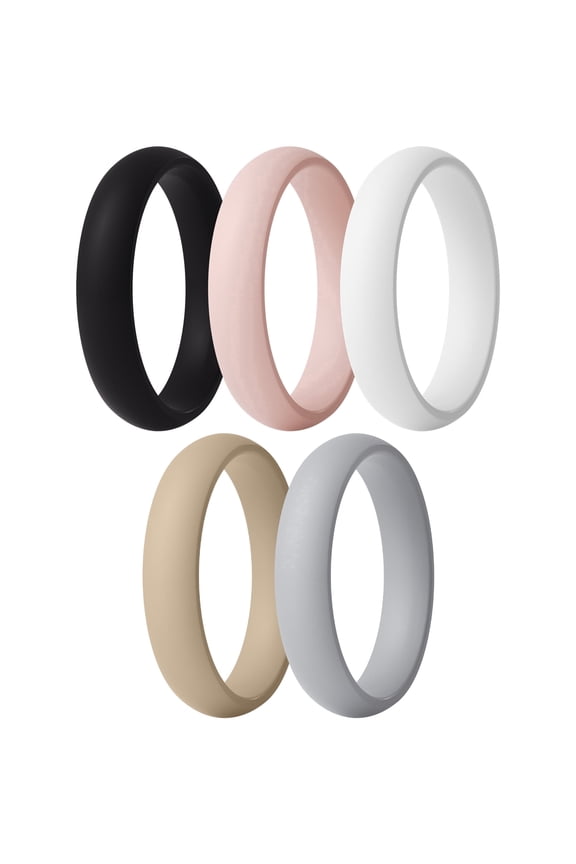 Silicone Anniversary Rings for Women, 5.5mm Wide, 2mm Thick, Wedding Rubber Bands, 5-Pack, Size 12.5 - 13 (23.00mm)