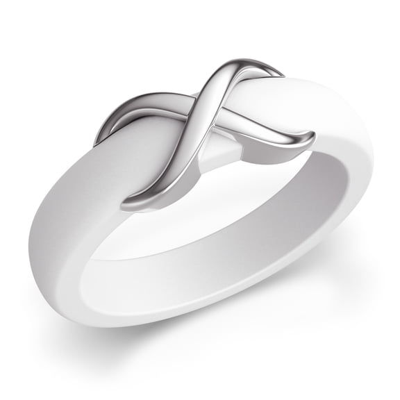 ThunderFit Silicone Rings Wedding Bands for Women with Infinity Accent, 6.7mm Wide, 3.4mm Thick, Women's Rubber Engagement Bands, Variety Multipack 1-3