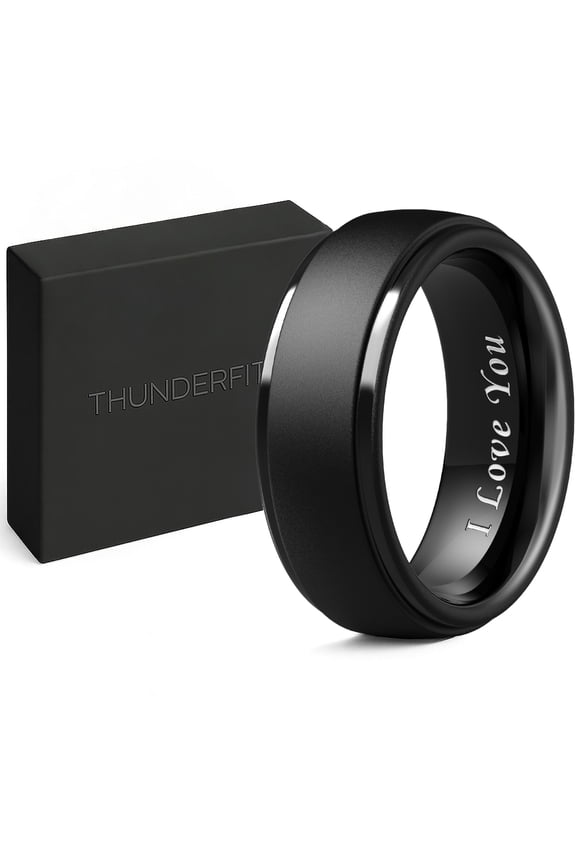 Silicone Rings Wedding Bands for Men, I Love You Engraved, Men’s Rubber Engagement Bands with Gift Box, 1-Pack