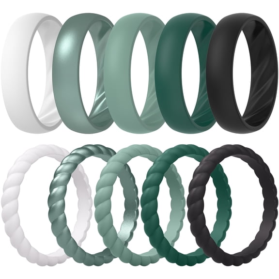 ThunderFit Silicone Rings for Her, Mix Women's Silicone Wedding Rings, 1.8mm Thick Rubber Engagement Rings Swivel & 5.5mm Classic Rings Combo