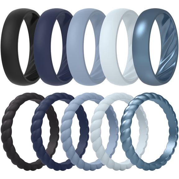 ThunderFit Silicone Rings for Her, Mix Women's Silicone Wedding Rings, 1.8mm Thick Rubber Engagement Rings Swivel & 5.5mm Classic Rings Combo
