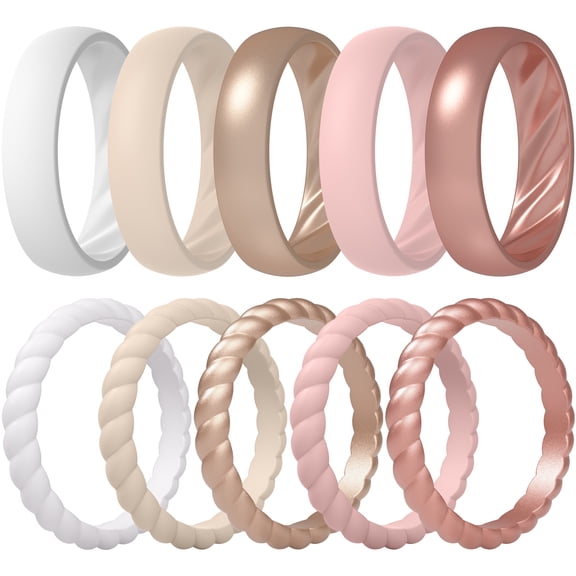 ThunderFit Silicone Rings for Her, Mix Women's Silicone Wedding Rings, 1.8mm Thick Rubber Engagement Rings Swivel & 5.5mm Classic Rings Combo